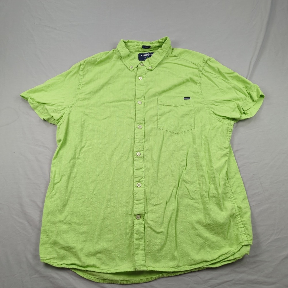 Chubbies Shirt Mens Extra Large Lime Green Casual Friday Button Up Preppy